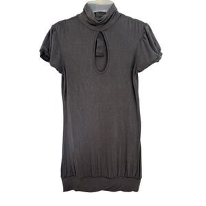 Y2K Charlotte Russe Gray Roll Neck Short Sleeve Top Size XS/S Fairy Grunge